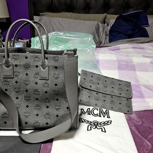 MCM München bonded Tote in Visetos in grey